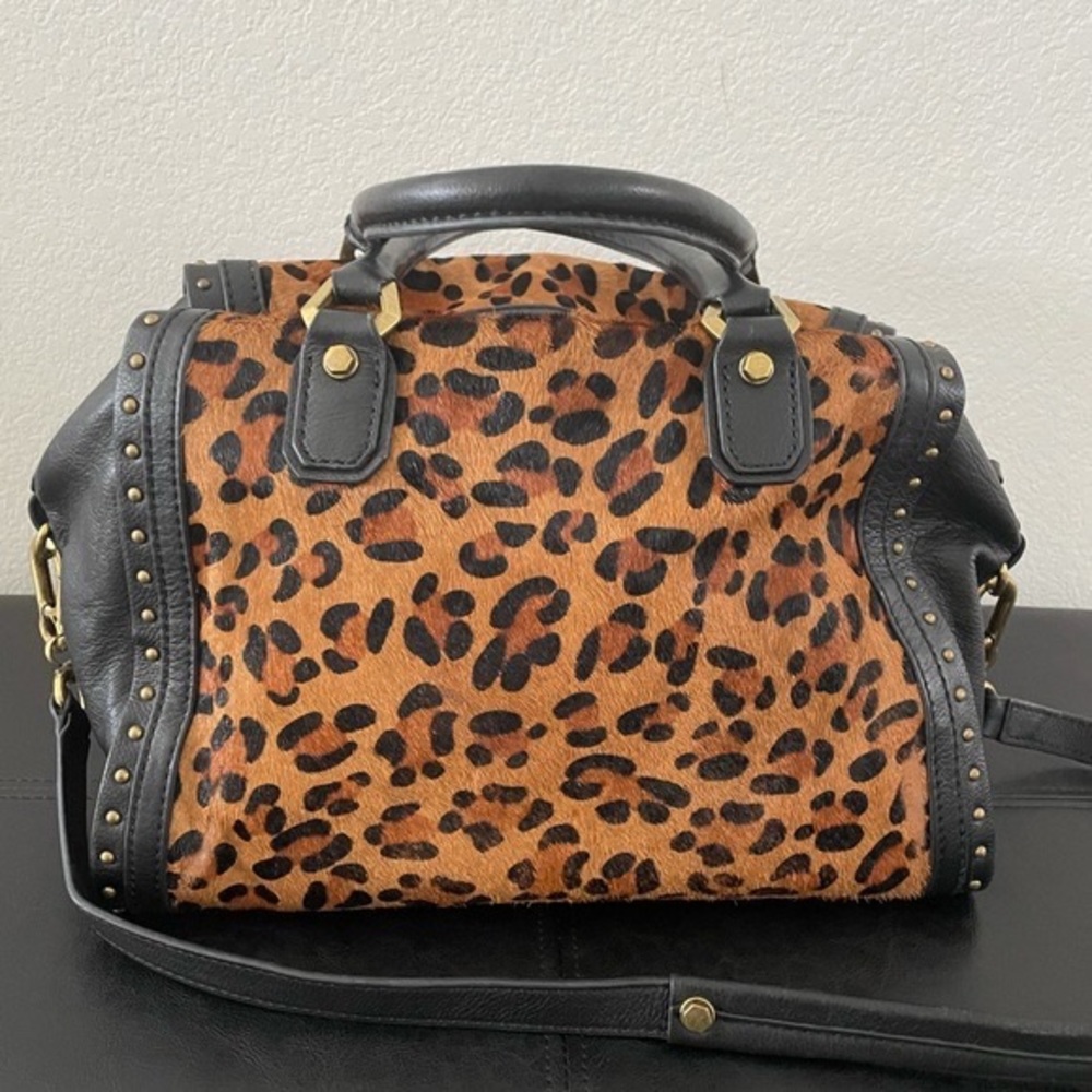 Or Yany Leopard Calfskin Satchel Bag
